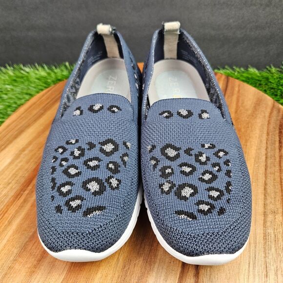 Cole Haan Zerogrand Stitchlite Women's Leopard Print Slip On Blue Flats Size 6.5 - Picture 6 of 11